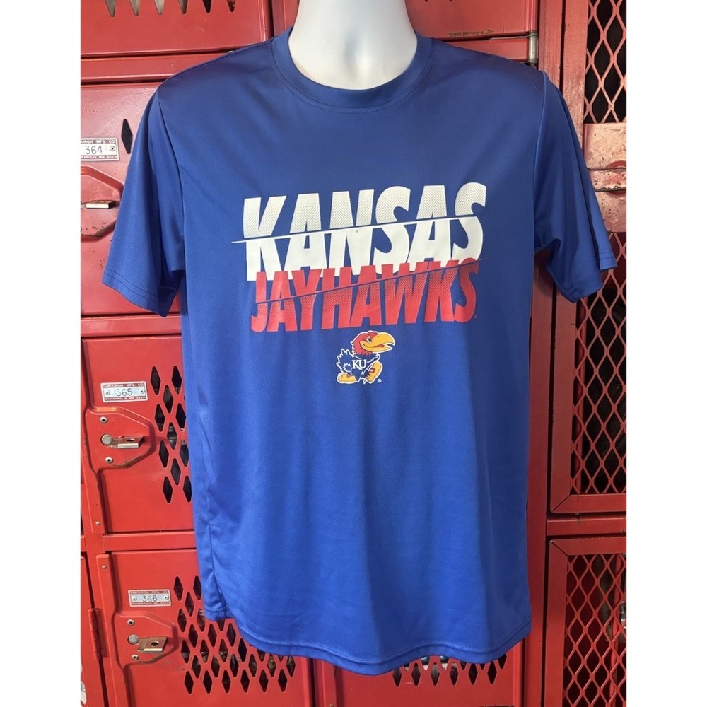 Kansas Jayhawks T-shirt Men's Medium Blue Pro Edge by Knights Apparel Polyester